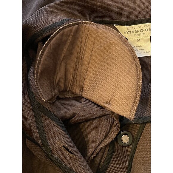 Exclusively Misook 2 Pieces Classic Cardigan Jacket Tank Chocolate Brown SZ PM - Picture 10 of 12